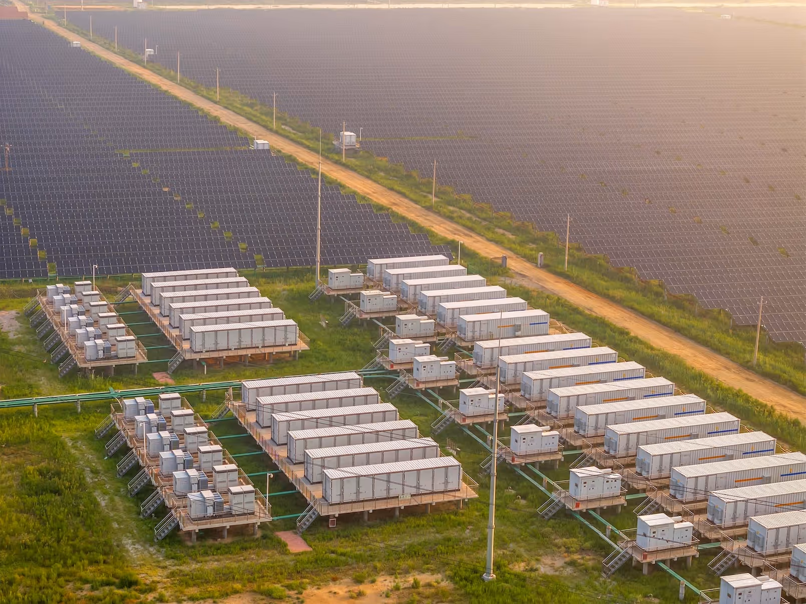 a renewable energy site with skids