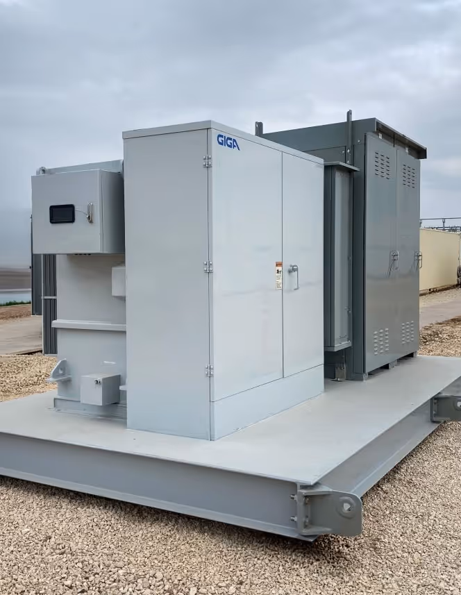 a Giga Energy skid on the yard