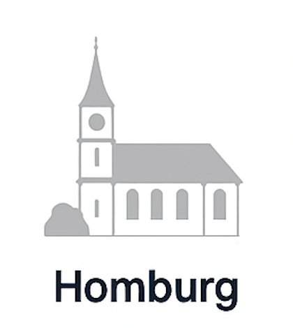 Illustration der Skyline von Homburg mit Kirchen und Wohnhäusern