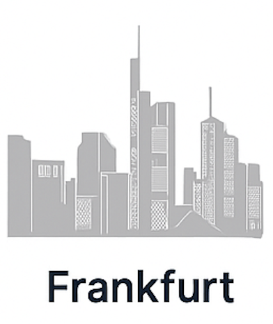 Illustration der Frankfurter Skyline mit Hochhäusern im Bankenviertel