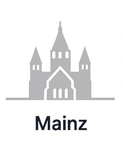 Skyline von Mainz mit Dom und romanischen Türmen