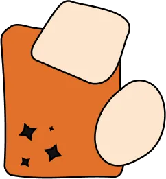 Orange container with sparkling stars and attached label