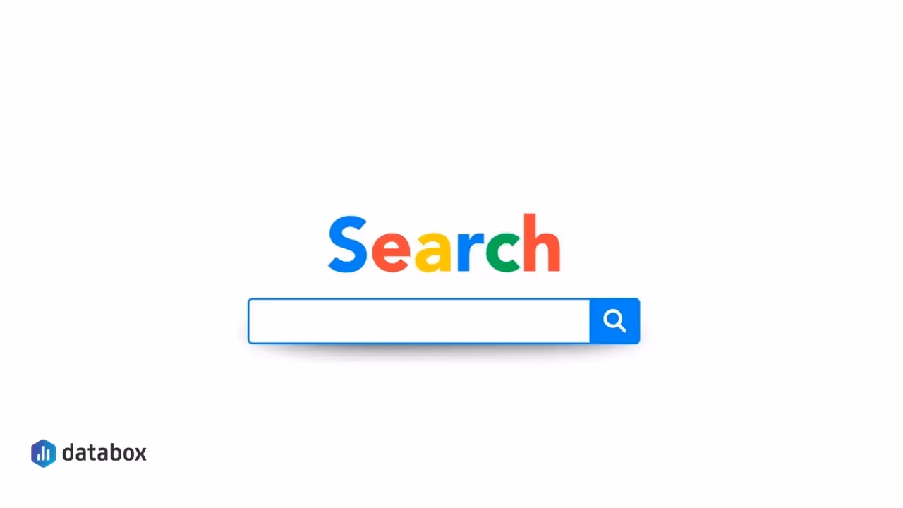 Colorful Search bar with Google-style logo on white background.