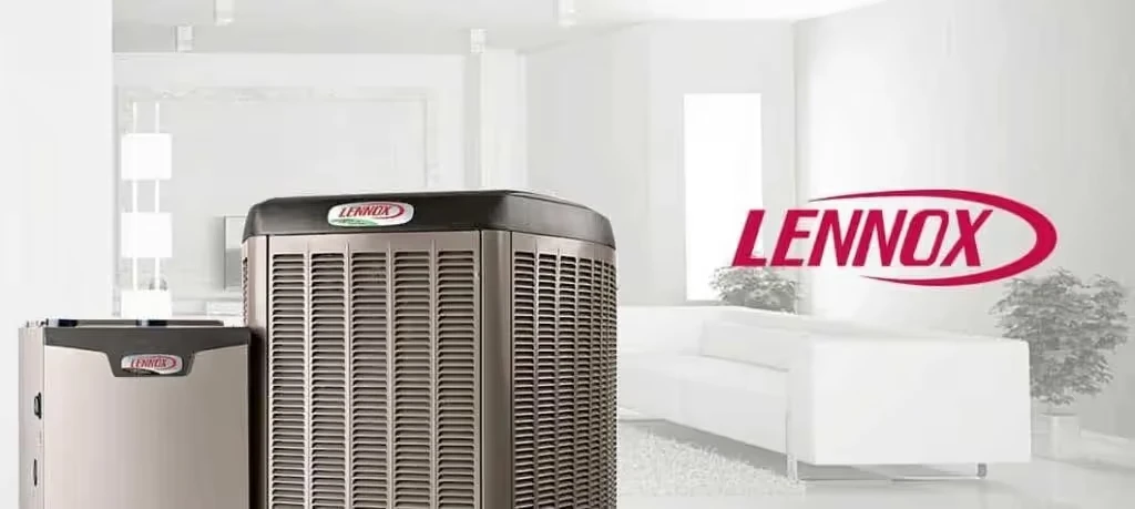 Lennox air conditioning units in white minimalist interior setting