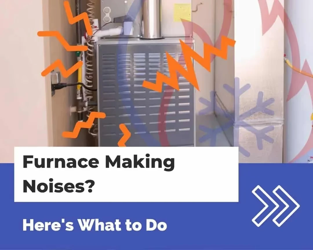 Noisy furnace with orange lightning bolts representing sound waves