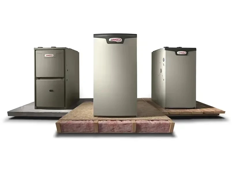 Three Lennox HVAC units on different types of insulation.