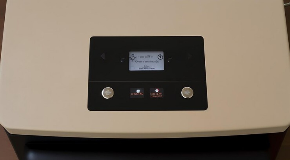 Digital boiler control panel with display screen and temperature controls