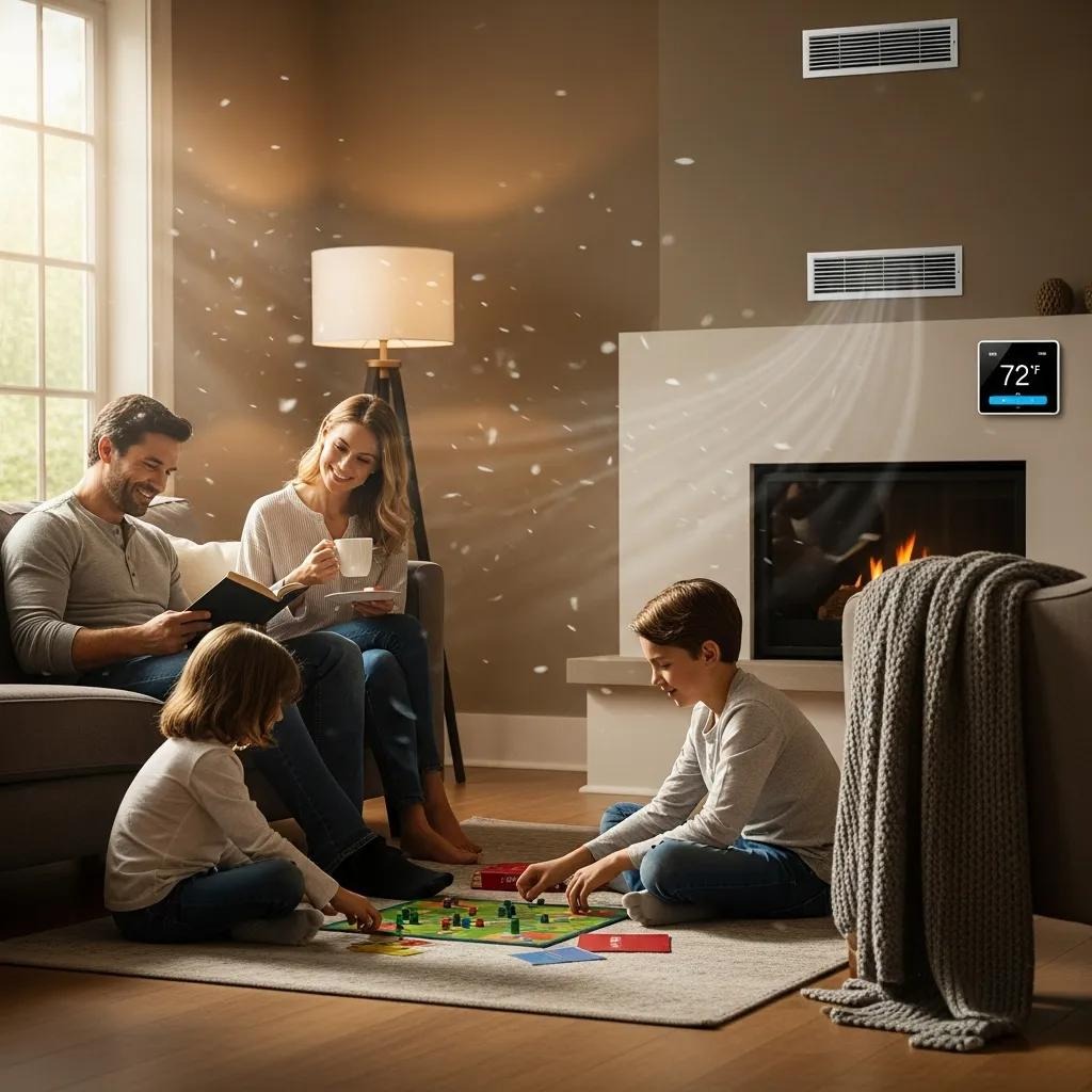 Family relaxing comfortably indoors thanks to a well-maintained HVAC system