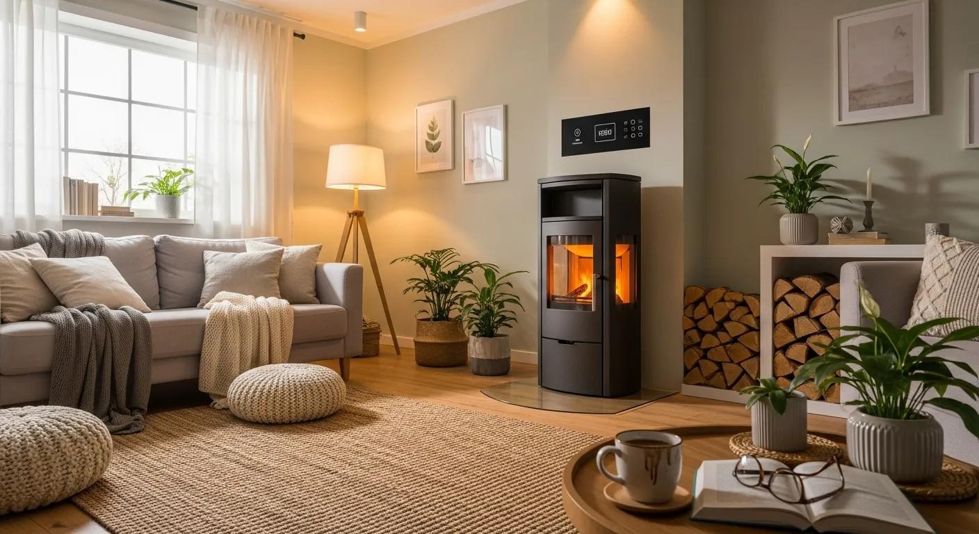 Cozy living room with an energy-efficient heating system
