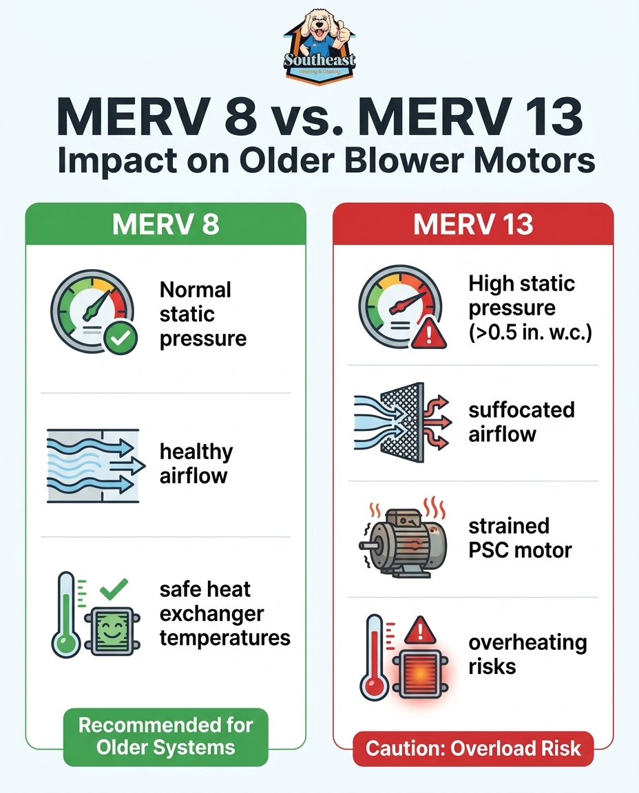 MERV 8 vs. MERV 13 Impact on Older Blower Motors