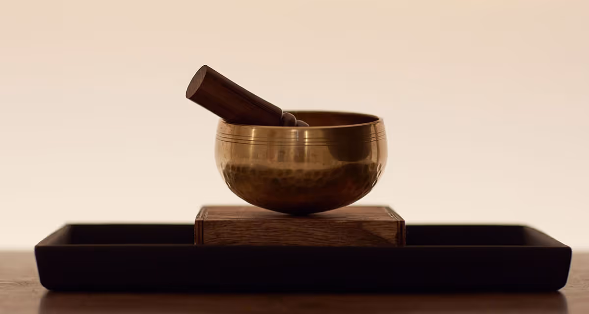 Bowl ready for sound bath in our lounge.