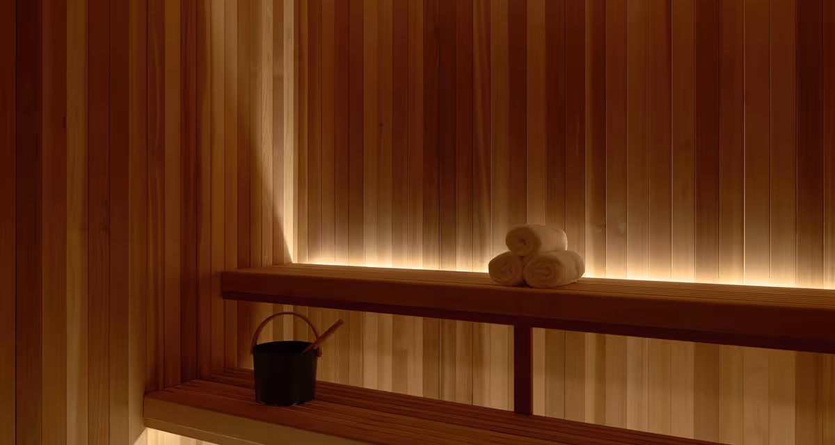 Custom wood sauna built into our century-old historic building.