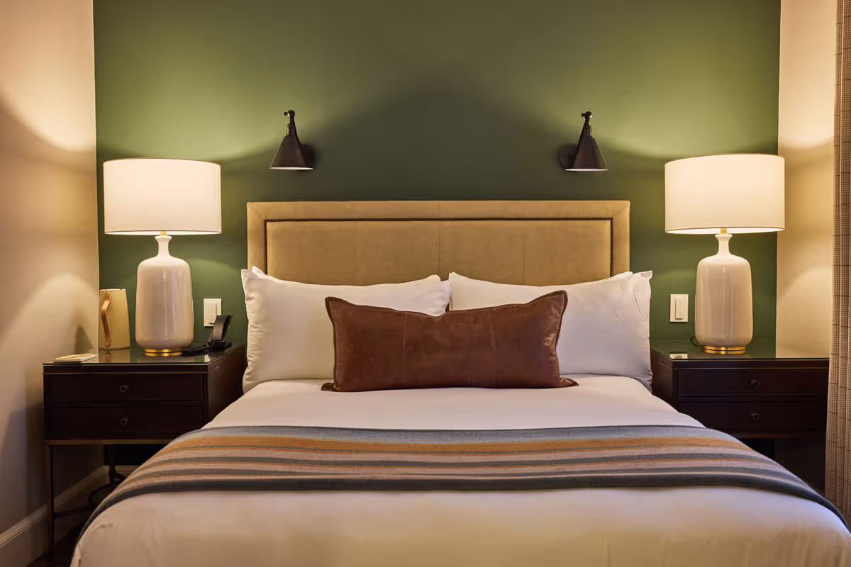 Bed and side tables in Klamath Room