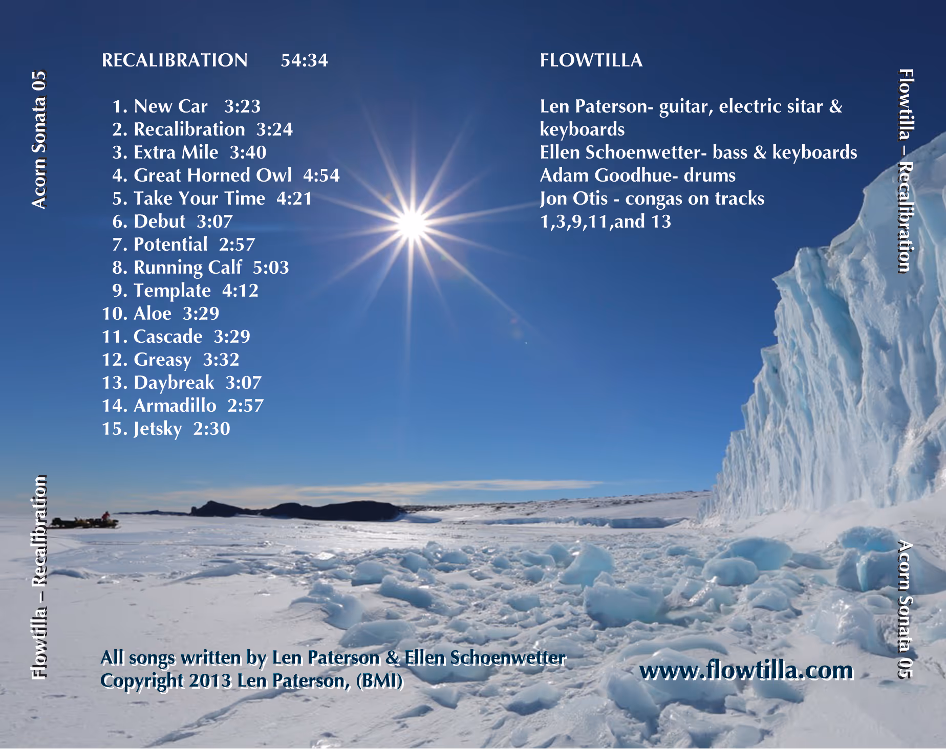Album back cover for Recalibration by the band Flowtilla