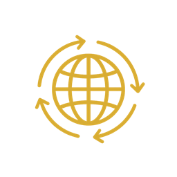 Icon of a globe with outward arrows symbolizing scalable global payroll