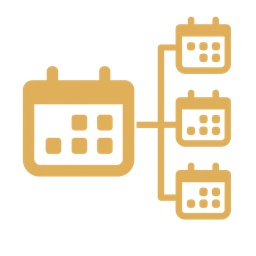 Icon of overlapping calendars symbolizing multiple payroll schedules