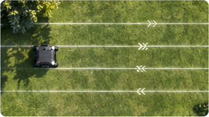 Row-by-row mowing route illustration for the R1