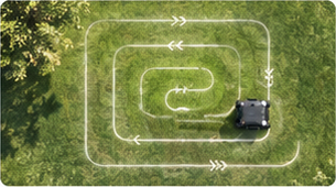 Spiral mowing route illustration for the R1
