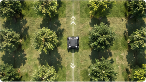 Orchard mowing route illustration for the R1
