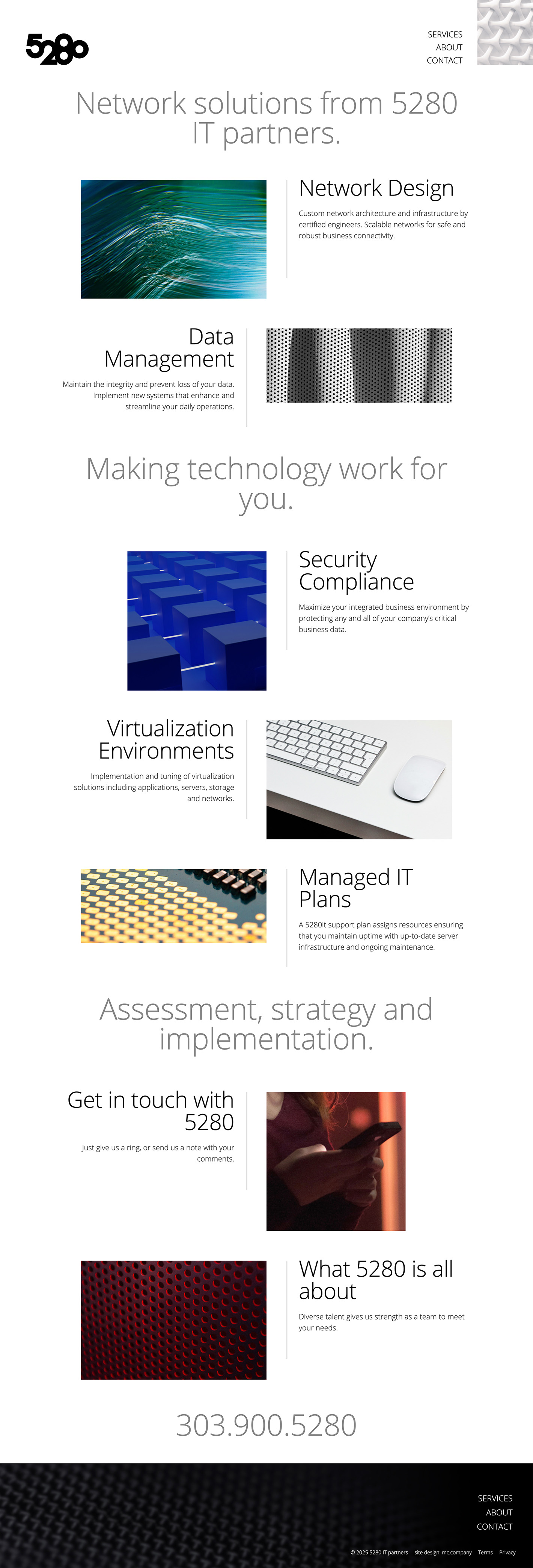 A scrollable view of the 5280 website designed by Freestone Creative Co.