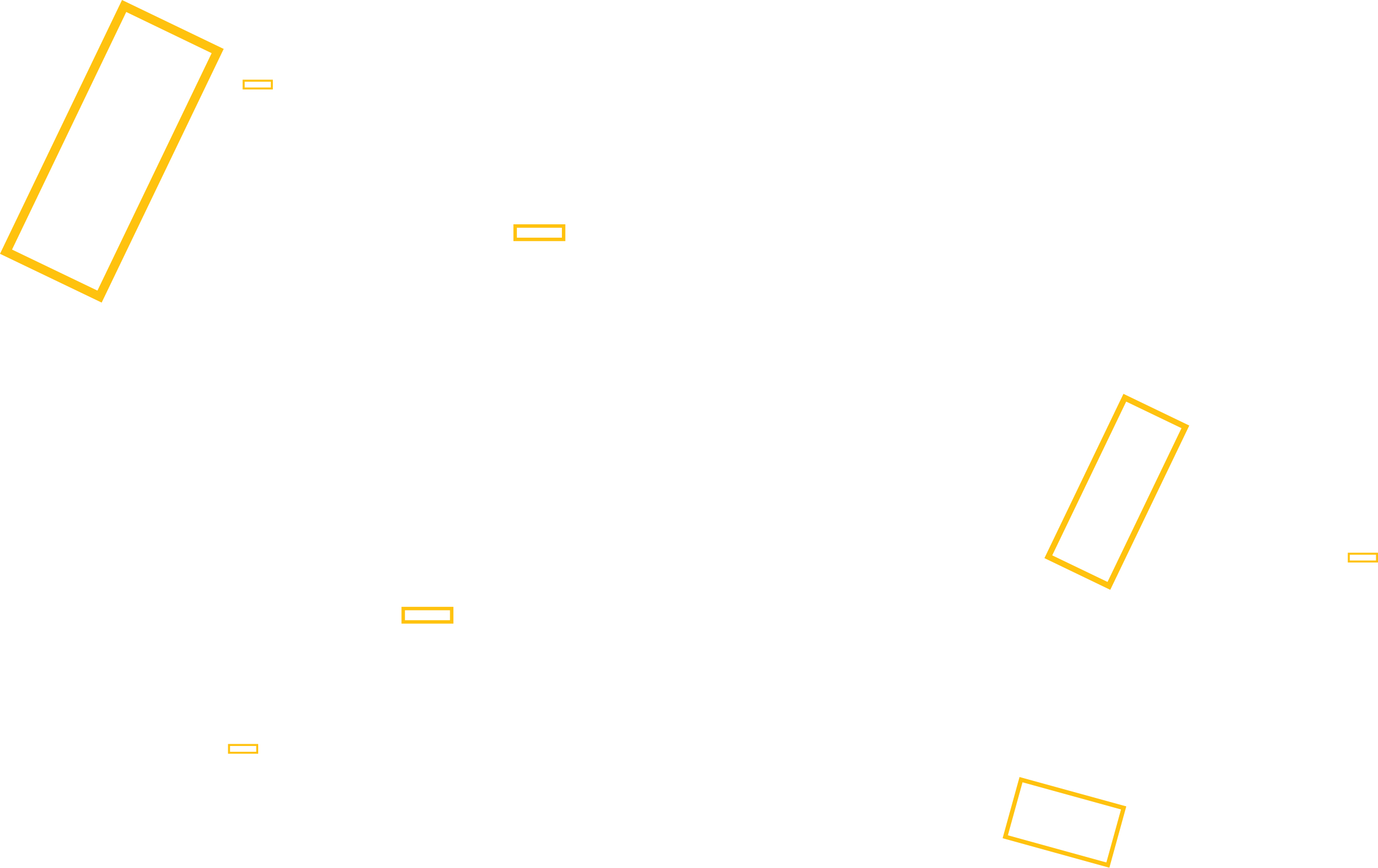 Black background with several scattered yellow outlined rectangles of varying sizes and orientations.