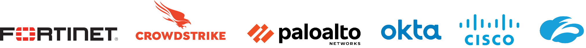 A combination of multiple brand logos in relation to cybersecurity companies.