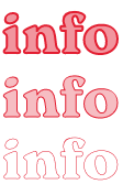 A recurring graphic showing "info" in red slowly fading into black.