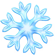 Blauer, sechszackiger Schneekristall mit leuchtendem Effekt.