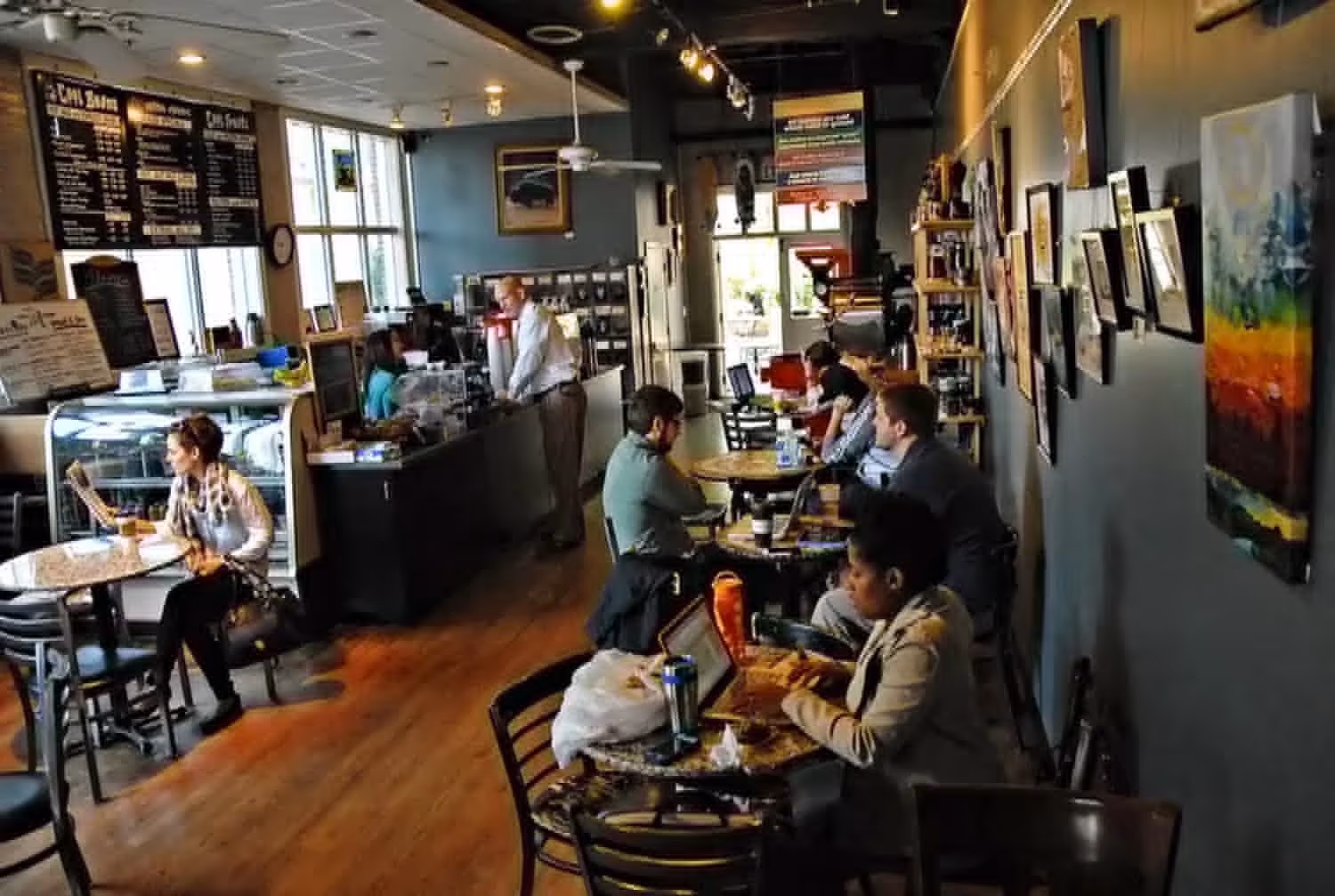 Marietta cafe scene near Apex Apartments