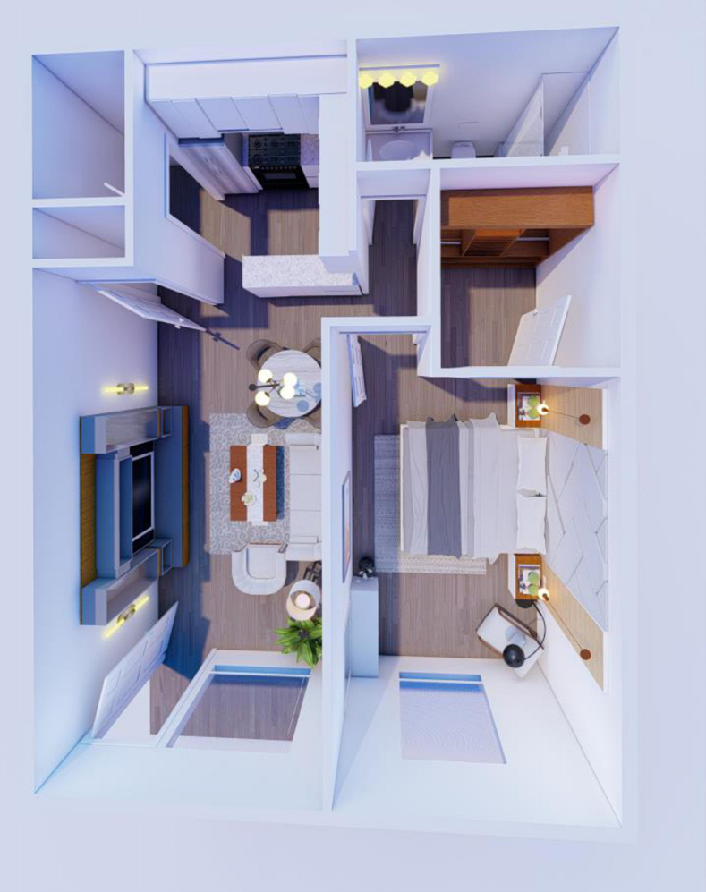 The Apex in Marietta, GA - 3D Floor Plan of Belmont Unit
