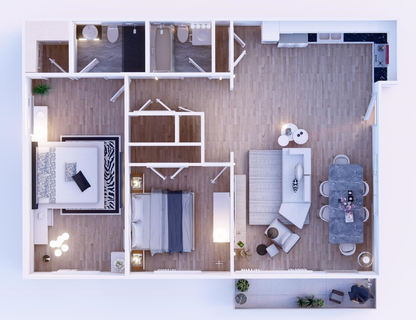 The Apex in Marietta, GA - 3D Floor Plan of Catalina Unit