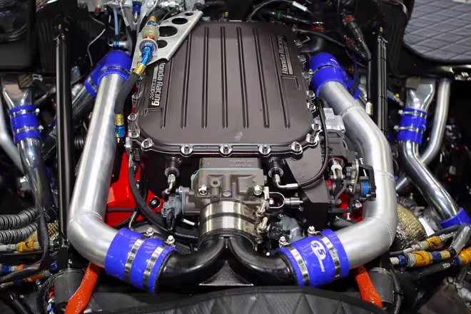 blue car engine