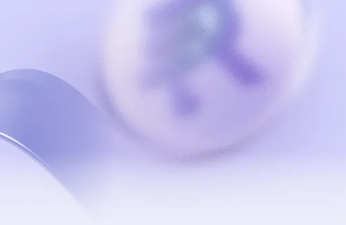 Soft abstract background with a blurred RONXM coin and a curved translucent ribbon in light purple tones.