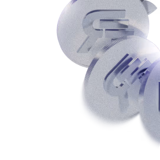 Stack of silver coins with euro currency symbols falling against a transparent background.