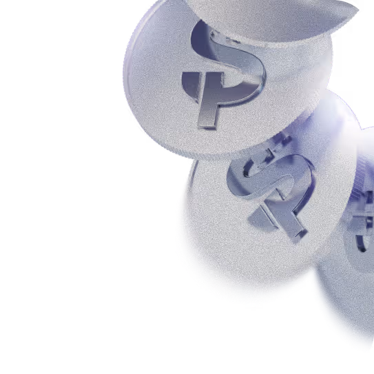 Stack of silver coins with euro currency symbols falling against a transparent background.