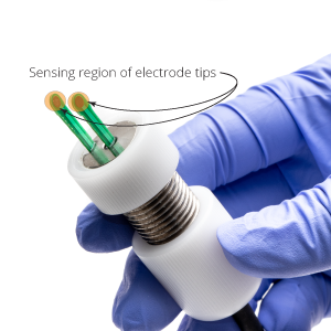 Close-up of the STX4 specially coated sensing tips that require no chloriding