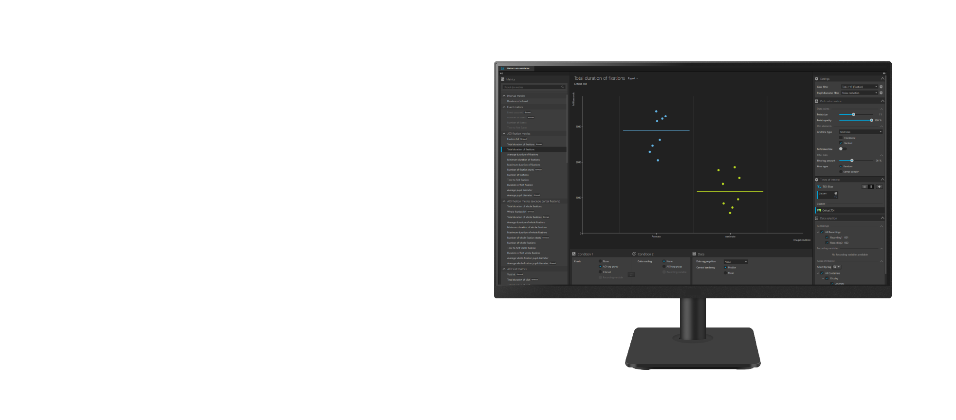 Tobii Pro Lab interface for webcam eye tracking analysis