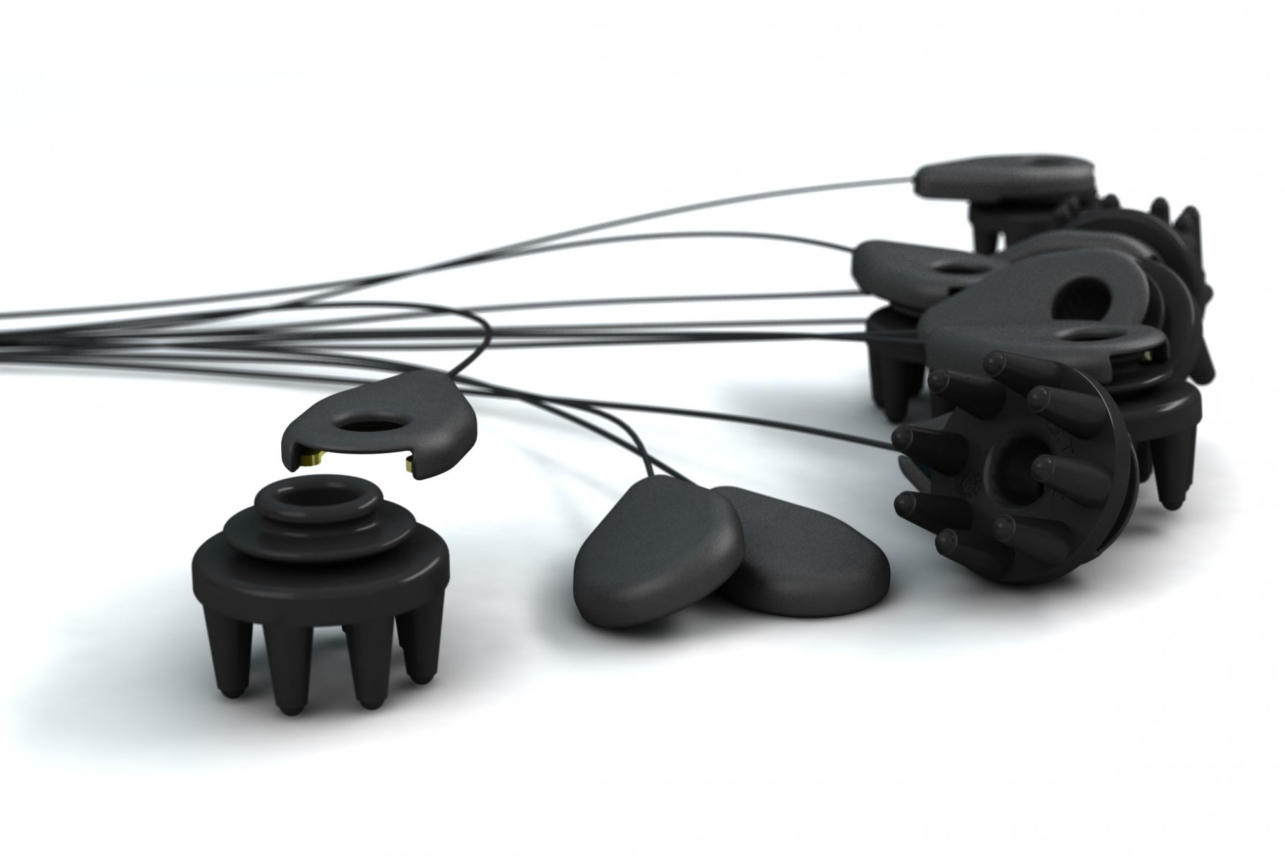 Unicorn Hybrid EEG electrodes used with the Naked BCI board
