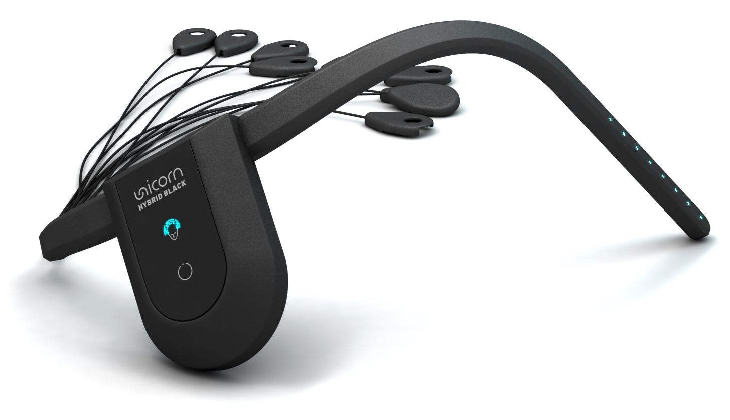 Side view of the Unicorn Hybrid Black EEG amplifier