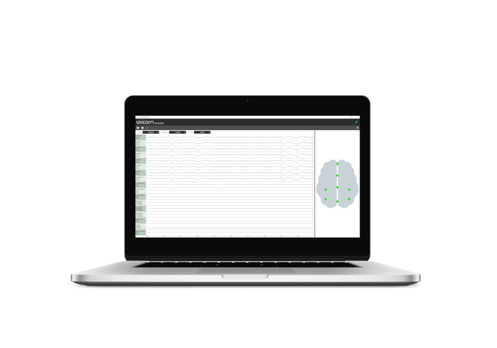 Unicorn Recorder acquiring and visualising EEG data