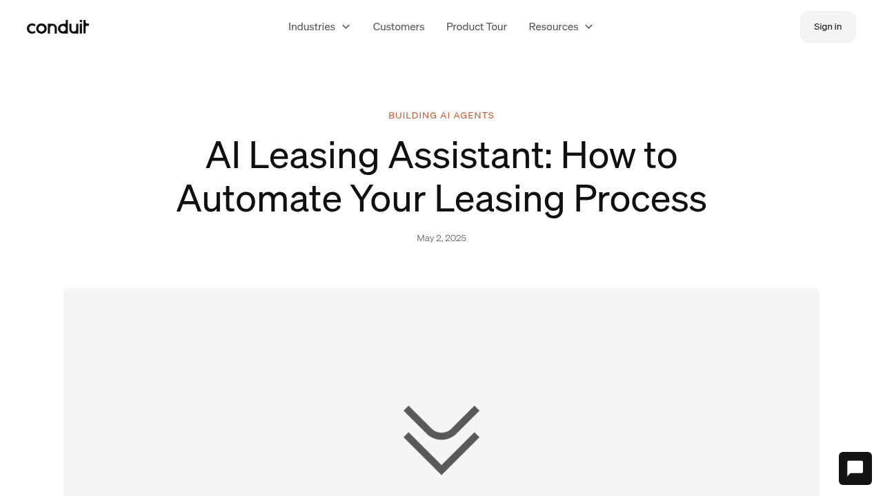Screenshot of Conduit's AI leasing assistant blog post demonstrating real-world application of multi-channel conversational AI