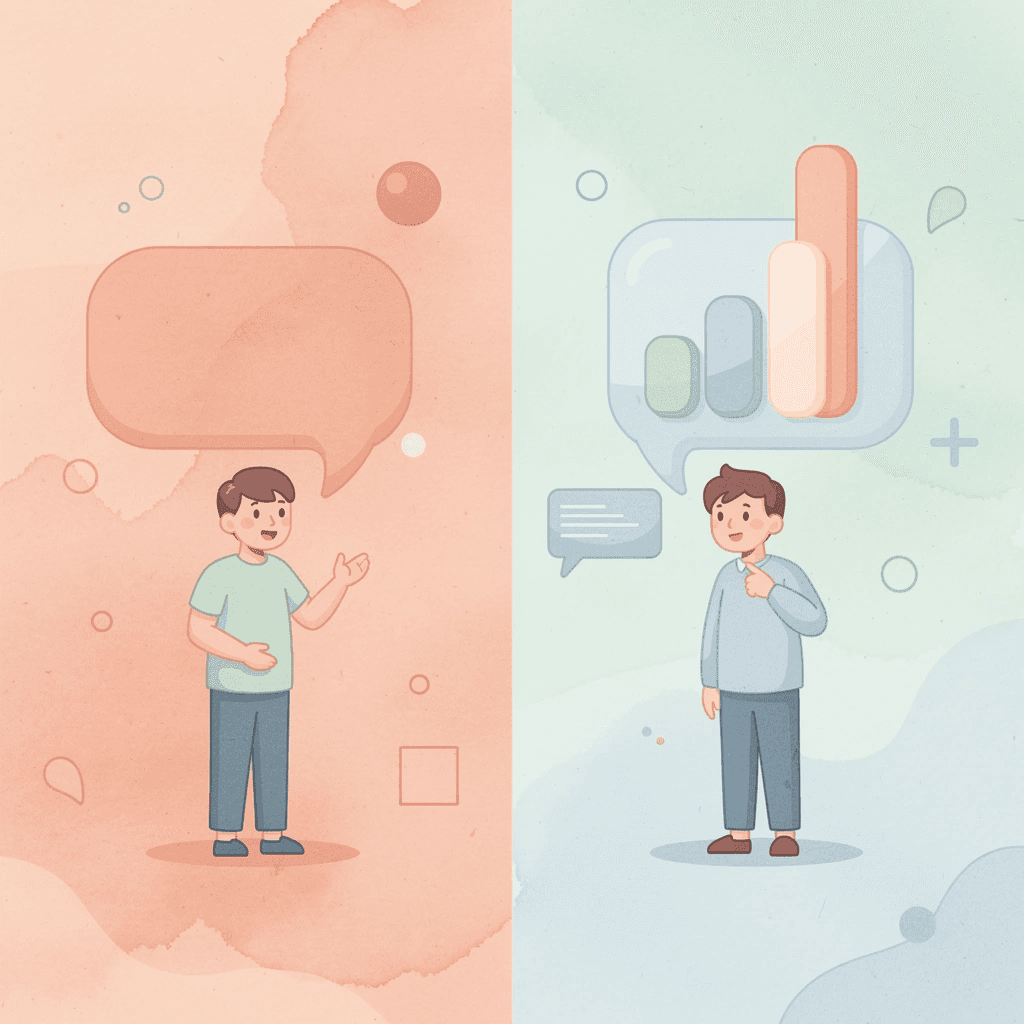 Split scene comparing basic chatbot automation versus advanced AI operational integration - AI Communications for Hotels