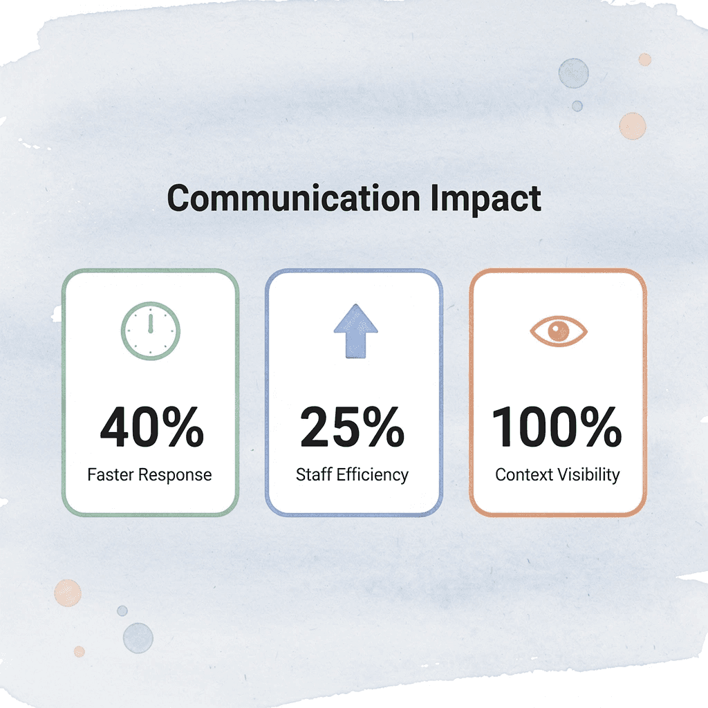 Statistics showing communication system improvements - AI Communications for Hotels