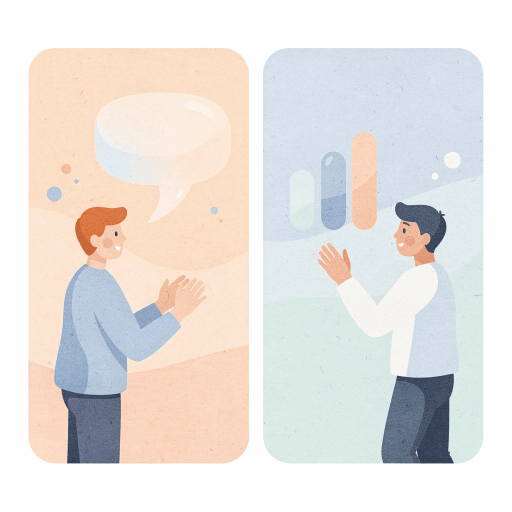 Split scene showing reactive support work versus strategic operations work - AI for Vacation Rentals
