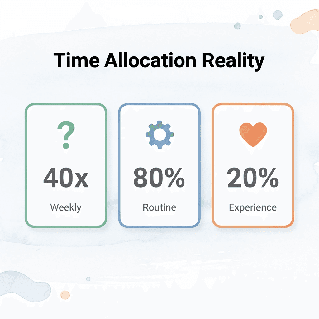 Statistics showing time allocation in vacation rental operations - AI for Vacation Rentals