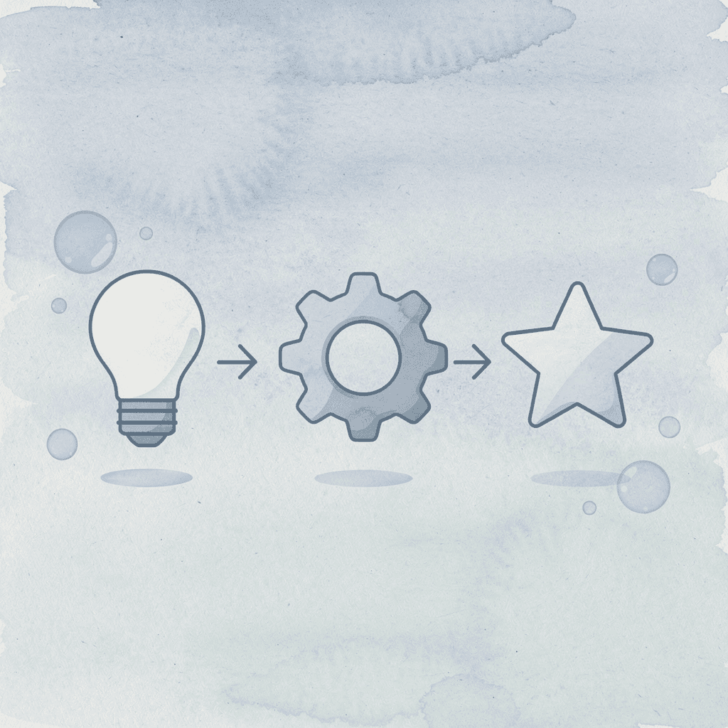 Three connected icons showing guest requests, AI automation, and strategic work - AI for Vacation Rentals
