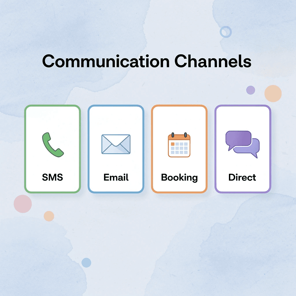 Infographic showing four communication channels hotels manage - Artificial Intelligence in the Hotel Industry 