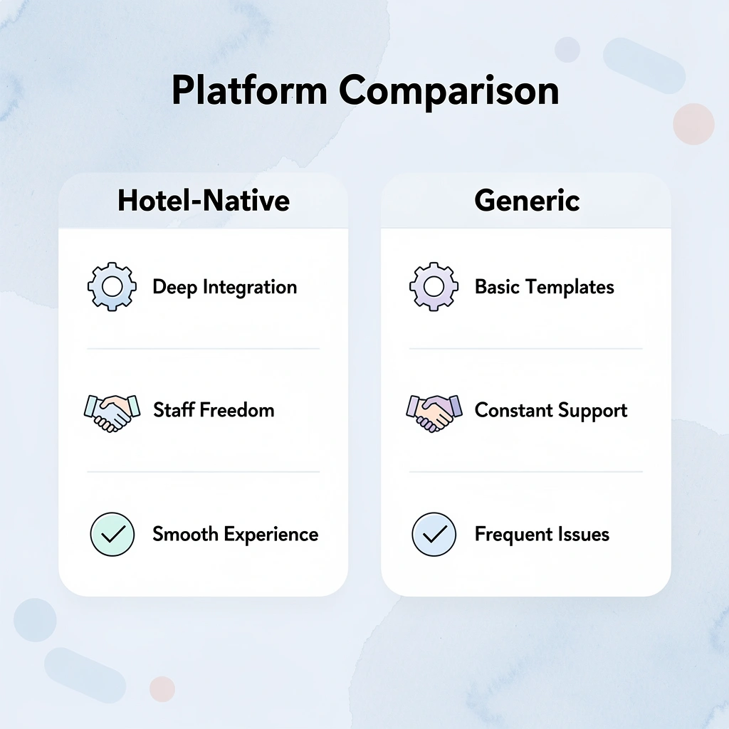 Comparison chart between hotel-native and generic chatbot platforms