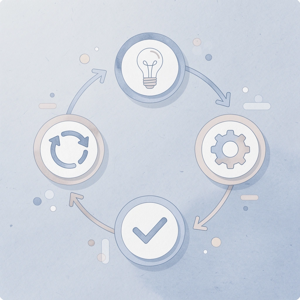 Circular cycle showing repetitive hosting tasks