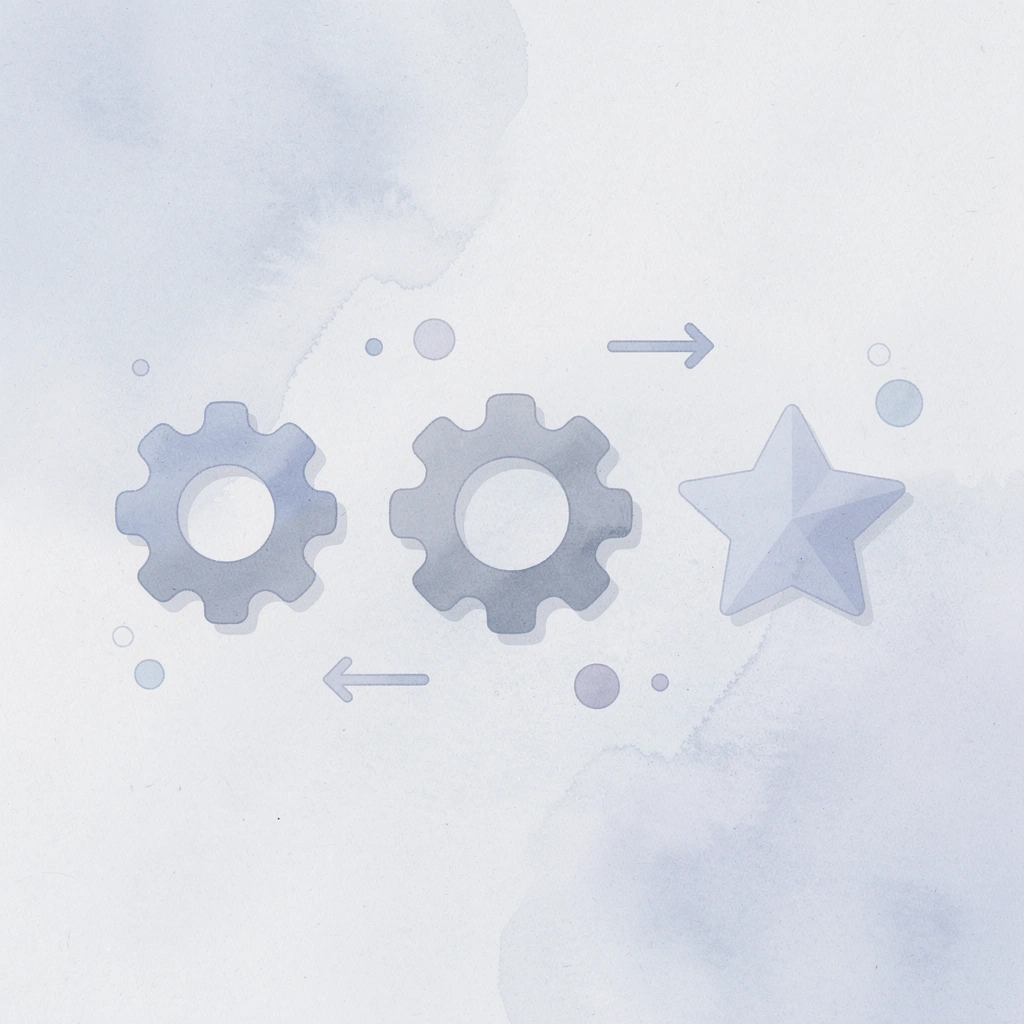 Three connected gears representing specialized automation tools working together